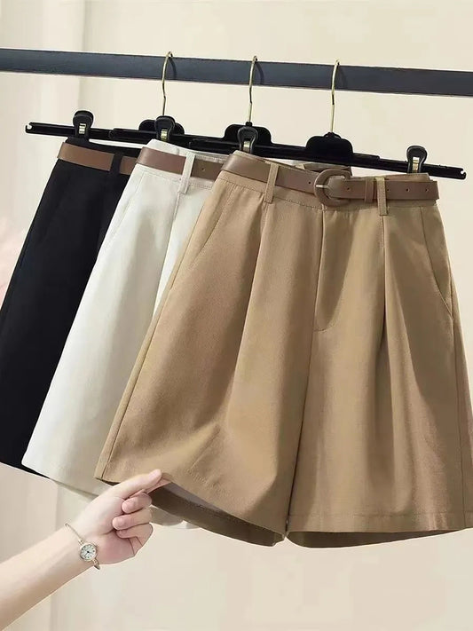 Pantaloncini A Vita Alta In Puro Cotone